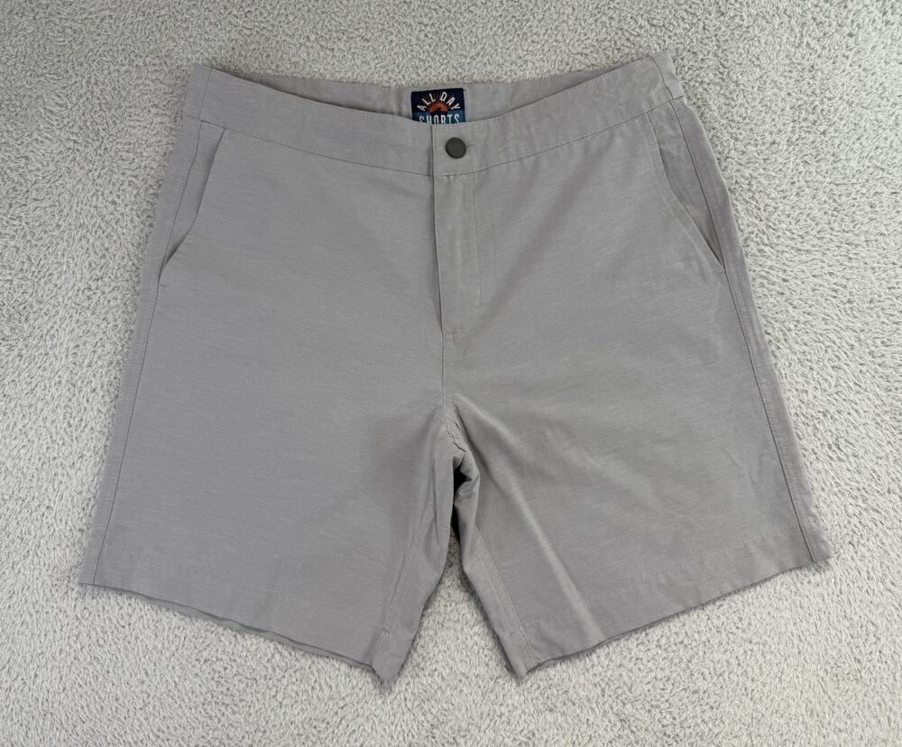 Faherty All Day 8" Shorts Mens 33 Gray Stretch Chino Beach Drawsting